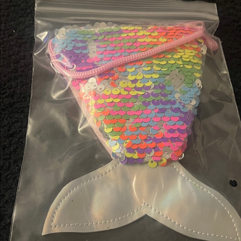 Rainbow Sequin Mermaid Tail Pouch